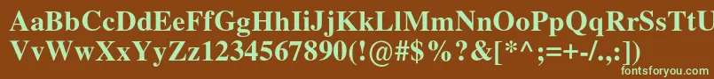 Nimbusromno9lMed-fontti – vihreät fontit ruskealla taustalla