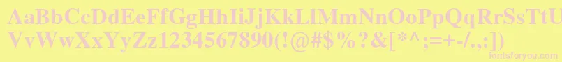 Nimbusromno9lMed-fontti – vaaleanpunaiset fontit keltaisella taustalla