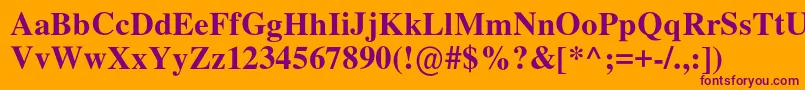 Nimbusromno9lMed-fontti – violetit fontit oranssilla taustalla
