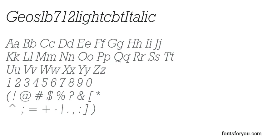Geoslb712lightcbtItalicフォント–アルファベット、数字、特殊文字