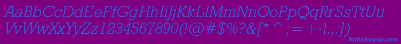 Geoslb712lightcbtItalic-fontti – siniset fontit violetilla taustalla