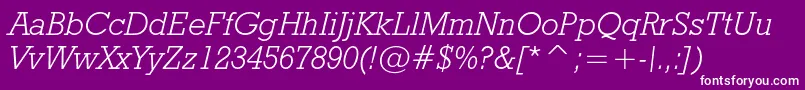 Geoslb712lightcbtItalic Font – White Fonts on Purple Background