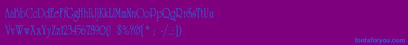 UniversityThinCn-fontti – siniset fontit violetilla taustalla