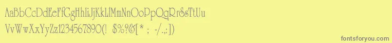 UniversityThinCn-fontti – harmaat kirjasimet keltaisella taustalla