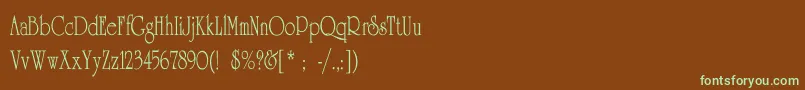 UniversityThinCn Font – Green Fonts on Brown Background