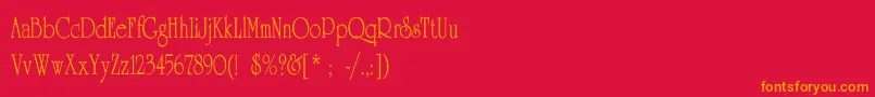 UniversityThinCn-fontti – oranssit fontit punaisella taustalla