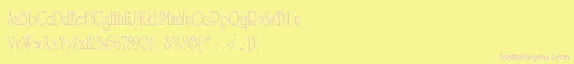 UniversityThinCn-fontti – vaaleanpunaiset fontit keltaisella taustalla