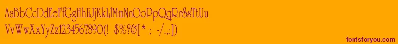 UniversityThinCn-Schriftart – Violette Schriften auf orangefarbenem Hintergrund