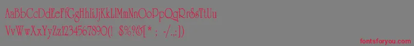 UniversityThinCn-fontti – punaiset fontit harmaalla taustalla