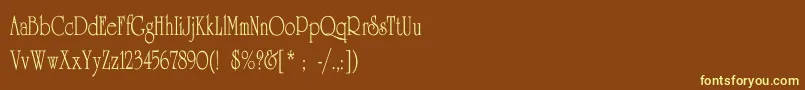 UniversityThinCn Font – Yellow Fonts on Brown Background