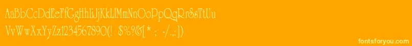 UniversityThinCn-fontti – keltaiset fontit oranssilla taustalla