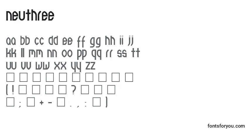 Czcionka Neuthree – alfabet, cyfry, specjalne znaki