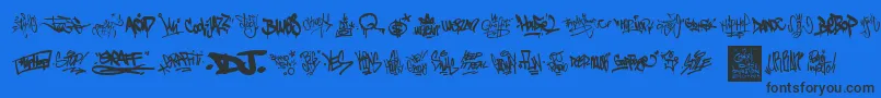 Шрифт GraffitiTags – чёрные шрифты на синем фоне