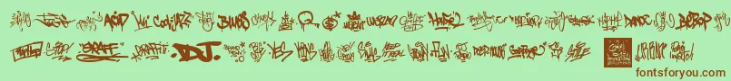 Fonte GraffitiTags – fontes marrons em um fundo verde