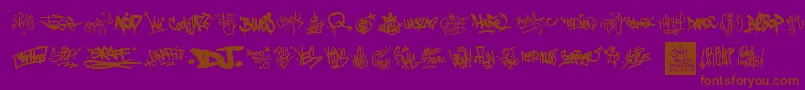 Fonte GraffitiTags – fontes marrons em um fundo roxo