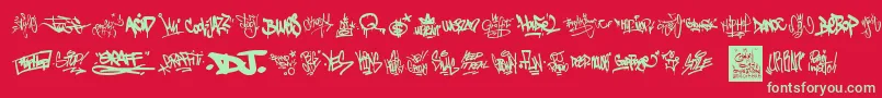 fuente GraffitiTags – Fuentes Verdes Sobre Fondo Rojo