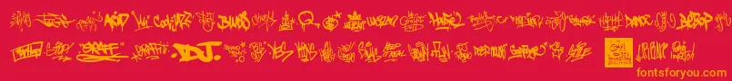フォントGraffitiTags – 赤い背景にオレンジの文字