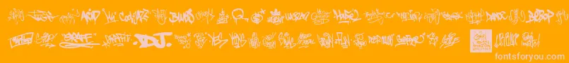 GraffitiTags-Schriftart – Rosa Schriften auf orangefarbenem Hintergrund