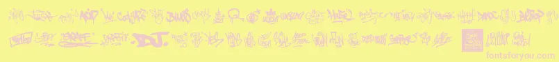 GraffitiTags-Schriftart – Rosa Schriften auf gelbem Hintergrund