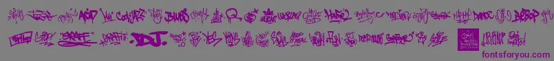 GraffitiTags-Schriftart – Violette Schriften auf grauem Hintergrund