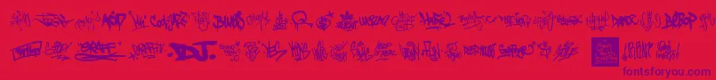 フォントGraffitiTags – 赤い背景に紫のフォント
