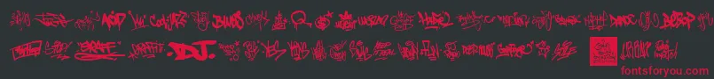 GraffitiTags-Schriftart – Rote Schriften auf schwarzem Hintergrund