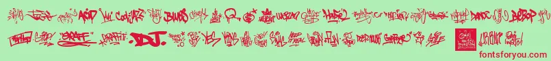 Fonte GraffitiTags – fontes vermelhas em um fundo verde