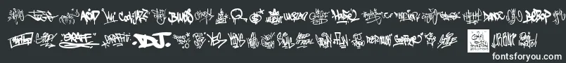 GraffitiTags-fontti – valkoiset fontit mustalla taustalla