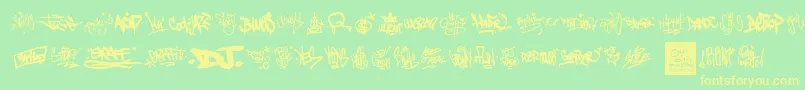 Lisätietoja GraffitiTags-fontista GraffitiTags-fontti – keltaiset fontit vihreällä taustalla