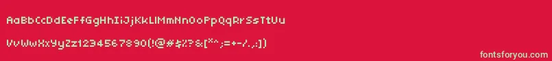 フォントTinyunicode – 赤い背景に緑の文字