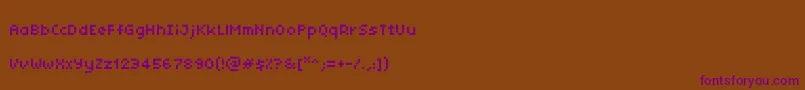 Fonte Tinyunicode – fontes roxas em um fundo marrom