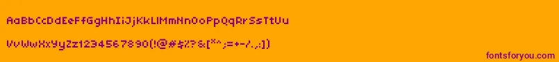 Tinyunicode-fontti – violetit fontit oranssilla taustalla