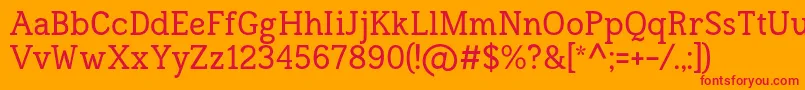Frontenac-Schriftart – Rote Schriften auf orangefarbenem Hintergrund