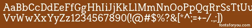 Weitere Informationen zur Frontenac-Schriftart Frontenac-Schriftart – Weiße Schriften auf braunem Hintergrund