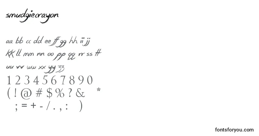 Schriftart SmudgieCrayon – Alphabet, Zahlen, spezielle Symbole