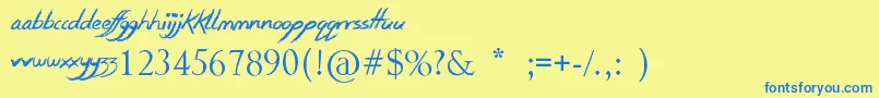 SmudgieCrayon-Schriftart – Blaue Schriften auf gelbem Hintergrund