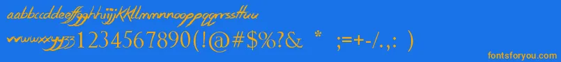 SmudgieCrayon Font – Orange Fonts on Blue Background