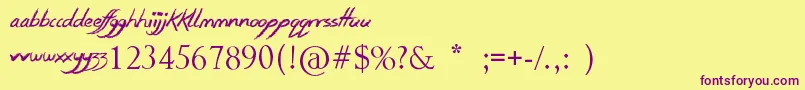 SmudgieCrayon Font – Purple Fonts on Yellow Background