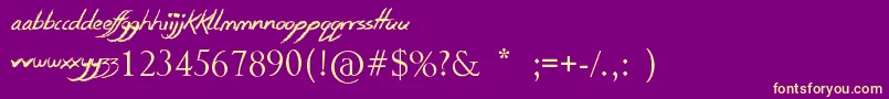SmudgieCrayon-Schriftart – Gelbe Schriften auf violettem Hintergrund