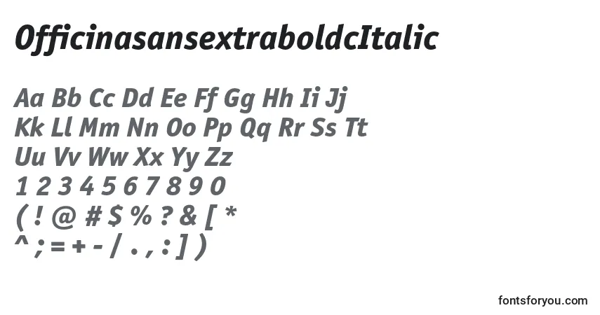 Fuente OfficinasansextraboldcItalic - alfabeto, números, caracteres especiales
