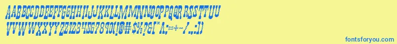 フォントYoungerbrosdropcapsital – 青い文字が黄色の背景にあります。