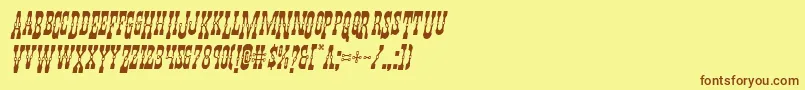 フォントYoungerbrosdropcapsital – 茶色の文字が黄色の背景にあります。