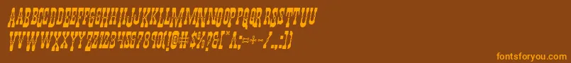 フォントYoungerbrosdropcapsital – オレンジ色の文字が茶色の背景にあります。