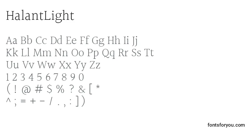 Czcionka HalantLight – alfabet, cyfry, specjalne znaki