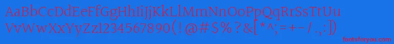 HalantLight Font – Red Fonts on Blue Background