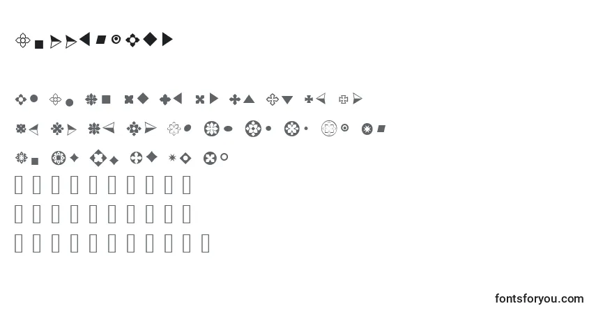 Czcionka BulletsAdf – alfabet, cyfry, specjalne znaki