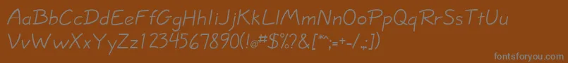 フォントJottflfCasual – 茶色の背景に灰色の文字