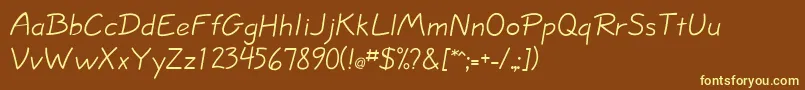 JottflfCasual-Schriftart – Gelbe Schriften auf braunem Hintergrund
