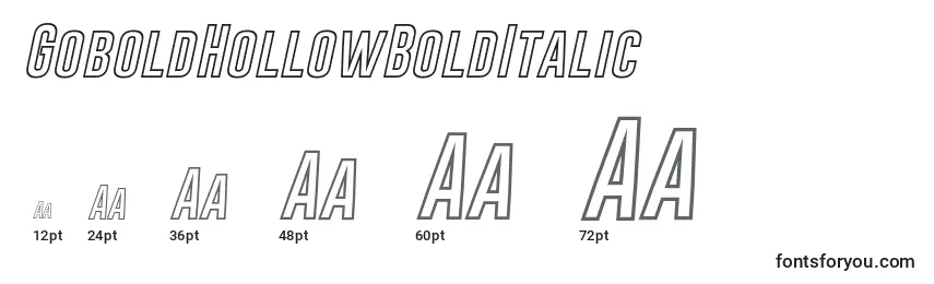 Размеры шрифта GoboldHollowBoldItalic