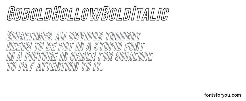 Review of the GoboldHollowBoldItalic Font